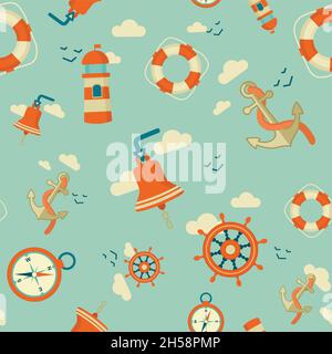 maritime pattern vector background illustration  eps 10 Stock Vector
