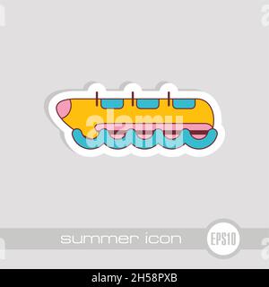 Yellow banana boat vector icon. Beach. Summer. Summertime. Holiday. Vacation, ride, water sport, eps 10 Stock Vector