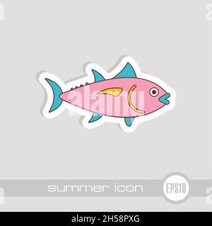 Tuna vector icon. Fishing. Summer. Summertime. Holiday. Vacation, eps 10 Stock Vector