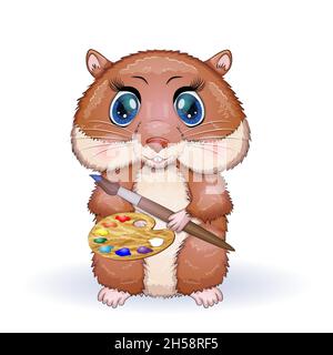 Cute hamster with paints and brush, concept artist, hamster cartoon  characters, funny animal character Stock Vector Image & Art - Alamy