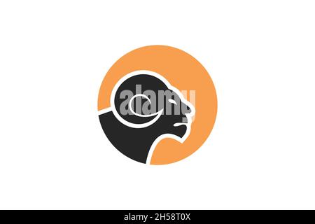 Ram head logo flat design. Stock Vector