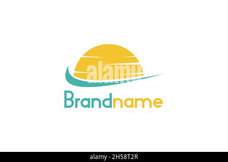 Sun and wave, ocean logo illustration. Stock Vector