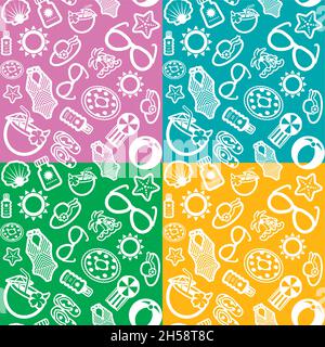 Summer vector seamless pattern with beach accessories. Beach. Summertime. Holiday. Vacation Stock Vector