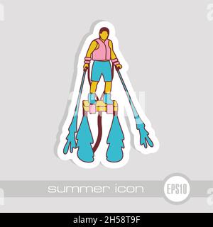 FlyBoard FlySurf vector icon. Beach. Summer. Summertime. Holiday. Vacation, ride, water sport, eps 10 Stock Vector