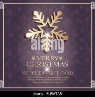 Greeting card with snowflake, Merry christmas background violet vector Stock Vector