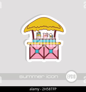 Cafe Bar bungalows on the beach vector icon. Beach. Summer. Summertime. Holiday. Vacation, eps 10 Stock Vector