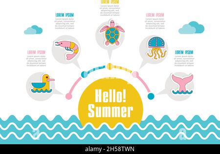Summer vector icon. Beach. Travel. Summertime infographics. Vacation Stock Vector