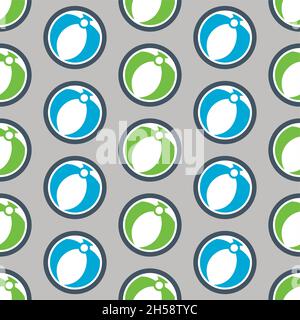 Summer vector seamless pattern with beach ball. Beach. Summertime. Holiday. Vacation Stock Vector
