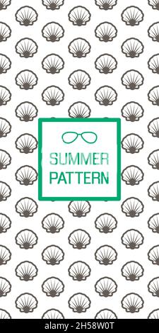 Seashell seamless pattern. Summer holiday marine background. Underwater ...