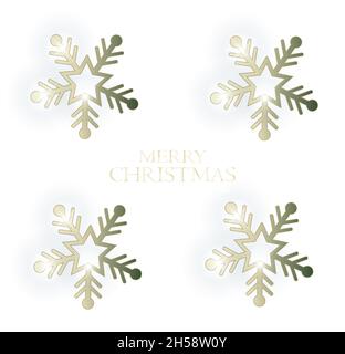 Snowflakes pattern, golden snowflakes isolated on white background vector Stock Vector