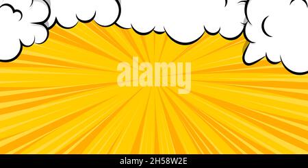 Cartoon puff cloud yellow background for text Stock Vector