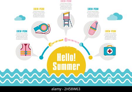 Summer vector icon. Beach. Travel. Summertime infographics. Vacation Stock Vector