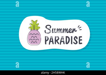 Colorful cute hand drawn summer cards, background. Vector illustrations for t-shirt, poster prints. Holiday, travel, vacation theme. Summer paradise Stock Vector