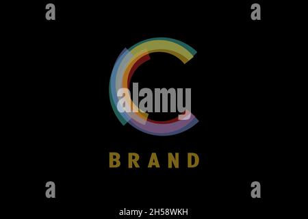 Abstract colorful letter C logo. Letter C logo with transparent color design concept. modern and creative digital technology logo. Stock Vector