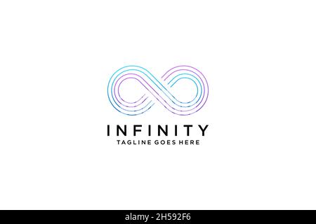 Blue and Purple Motion Infinity Logo isolated on White Background. Usable for Business and Technology Logos. Vector Logo Design Template. Stock Vector
