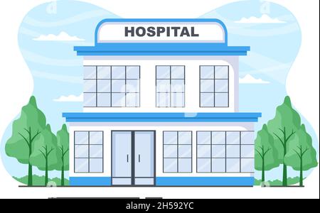 Hospital Building for Healthcare Background Vector Illustration with,  Ambulance Car, Doctor, Patient, Nurses and Medical Clinic Exterior Stock  Vector Image & Art - Alamy