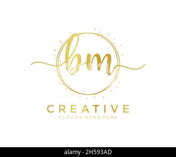 BM feminine logo. Usable for Nature, Salon, Spa, Cosmetic and Beauty Logos. Flat Vector Logo Design Template Element. Stock Vector