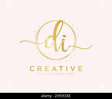 DI feminine logo. Usable for Nature, Salon, Spa, Cosmetic and Beauty Logos. Flat Vector Logo Design Template Element. Stock Vector