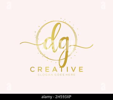 DG feminine logo. Usable for Nature, Salon, Spa, Cosmetic and Beauty Logos. Flat Vector Logo Design Template Element. Stock Vector