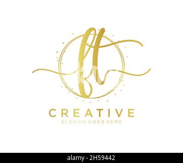 FT feminine logo. Usable for Nature, Salon, Spa, Cosmetic and Beauty Logos. Flat Vector Logo Design Template Element. Stock Vector