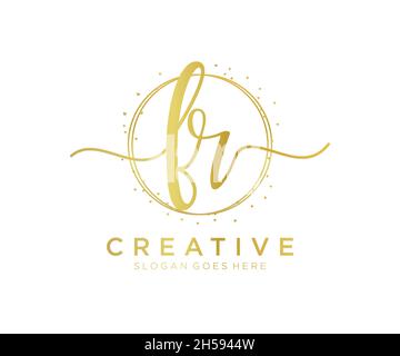 FR feminine logo. Usable for Nature, Salon, Spa, Cosmetic and Beauty Logos. Flat Vector Logo Design Template Element. Stock Vector