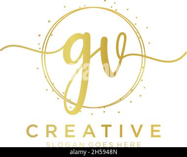 GV feminine logo. Usable for Nature, Salon, Spa, Cosmetic and Beauty Logos. Flat Vector Logo Design Template Element. Stock Vector