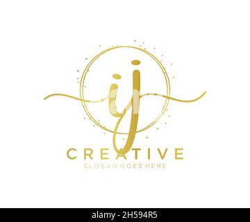 IJ feminine logo. Usable for Nature, Salon, Spa, Cosmetic and Beauty Logos. Flat Vector Logo Design Template Element. Stock Vector