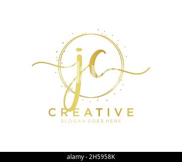 JC feminine logo. Usable for Nature, Salon, Spa, Cosmetic and Beauty Logos. Flat Vector Logo Design Template Element. Stock Vector