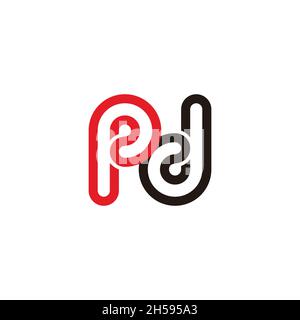 letter pd simple curves geometric cute logo vector Stock Vector
