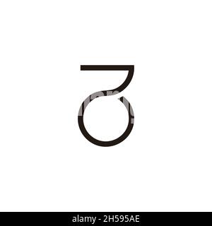 number two circle round geometric logo vector Stock Vector