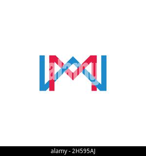 letter wm simple linked line colorful logo vector Stock Vector