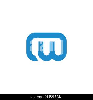 letter cw simple geometric linear logo vector Stock Vector