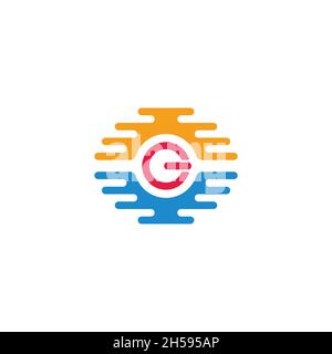 letter g natural sun ocean symbol logo vector Stock Vector