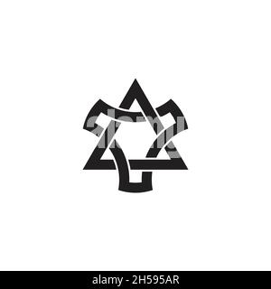 linked triangles stars curves simple geometric logo vector Stock Vector
