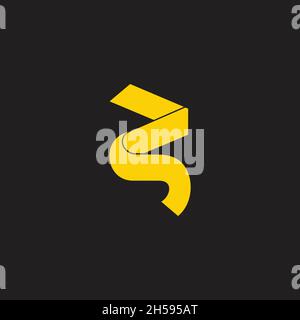 letter r motion 3d flat ribbon shape logo vector Stock Vector