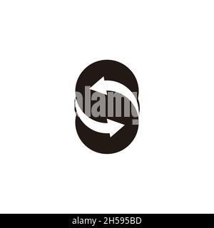 letter s circle motion arrows negative space geometric logo vector Stock Vector