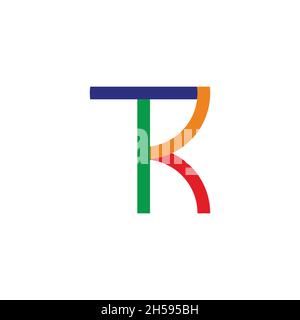 letter tr simple geometric colorful ribbon paper logo vector Stock Vector