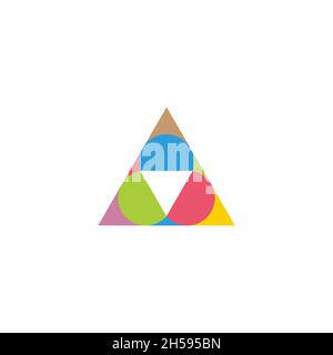 triangle colorful paper art symbol geometric design logo vector Stock Vector