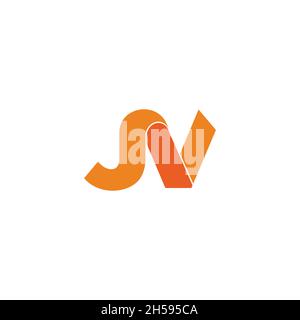 letter jv linked 3d flat ribbon logo vector Stock Vector