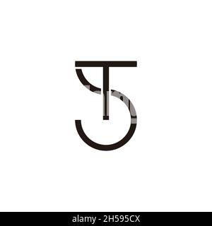 letter st simple geometric line clear flat logo vector Stock Vector