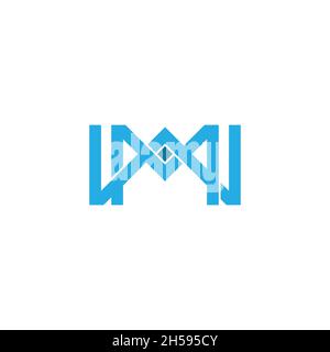 letter wm simple geometric line blue diamond logo vector Stock Vector
