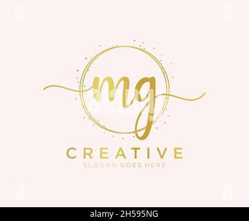 MG feminine logo. Usable for Nature, Salon, Spa, Cosmetic and Beauty Logos. Flat Vector Logo Design Template Element. Stock Vector