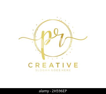 PR feminine logo. Usable for Nature, Salon, Spa, Cosmetic and Beauty Logos. Flat Vector Logo Design Template Element. Stock Vector