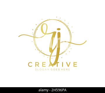 RJ feminine logo. Usable for Nature, Salon, Spa, Cosmetic and Beauty Logos. Flat Vector Logo Design Template Element. Stock Vector