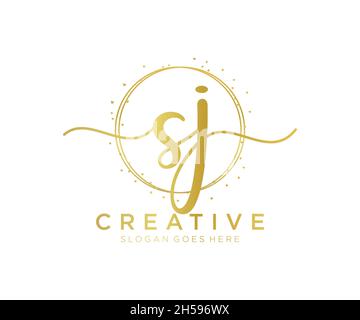 SJ feminine logo. Usable for Nature, Salon, Spa, Cosmetic and Beauty Logos. Flat Vector Logo Design Template Element. Stock Vector