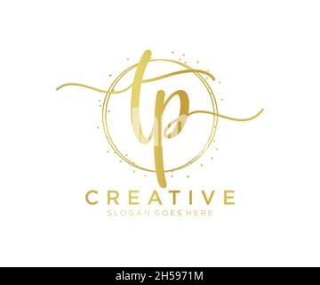 TP feminine logo. Usable for Nature, Salon, Spa, Cosmetic and Beauty Logos. Flat Vector Logo Design Template Element. Stock Vector