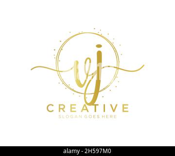 VJ feminine logo. Usable for Nature, Salon, Spa, Cosmetic and Beauty Logos. Flat Vector Logo Design Template Element. Stock Vector