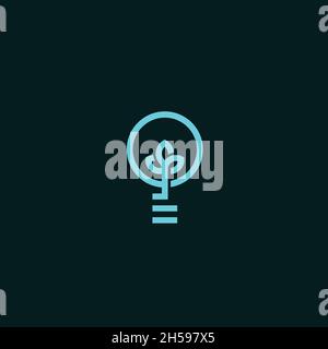 vector illustration. logo with natural light shape with line art concept. technology and computer. Stock Vector