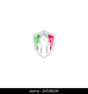 vector illustration. logo in the form of hands grasping justice, resistance. attorney and law. Stock Vector