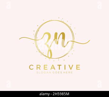 ZN feminine logo. Usable for Nature, Salon, Spa, Cosmetic and Beauty Logos. Flat Vector Logo Design Template Element. Stock Vector